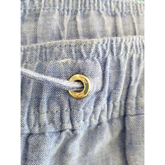Lilly Pulitzer Taron Mid Rise Linen Pants Womens L Blue Drawstring Beach - Picture 6 of 11